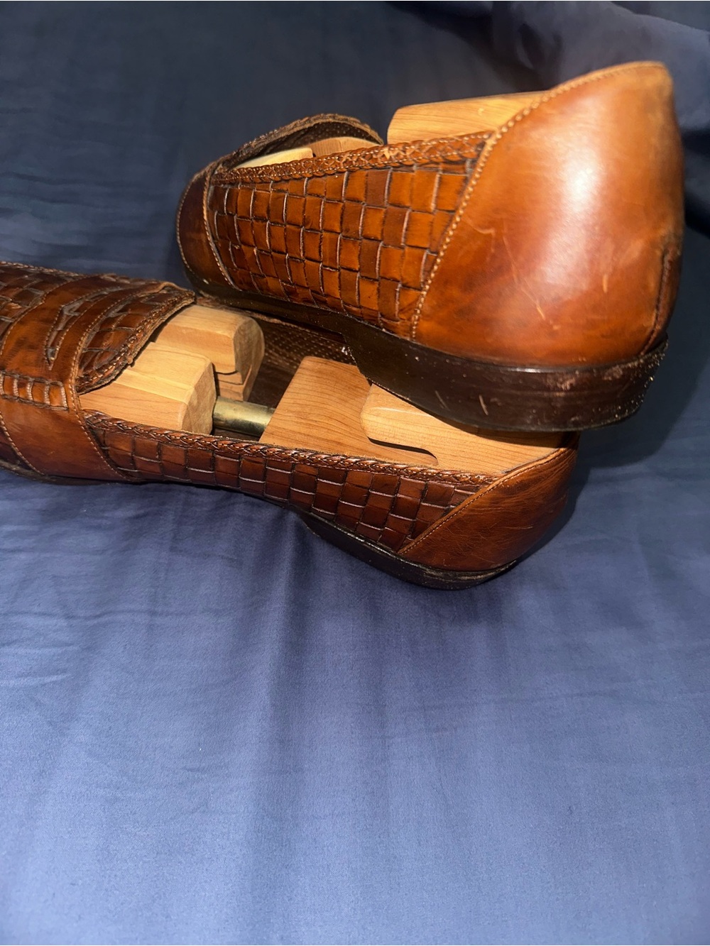 Cole Haan Brown Woven Leather Penny Loafers - Picture 5 of 7